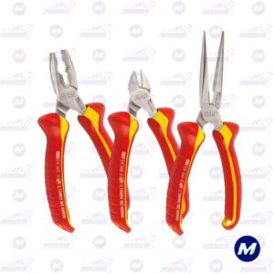 Juego 3 Alicate Electricista Corte y Punta Larga Aislado 100